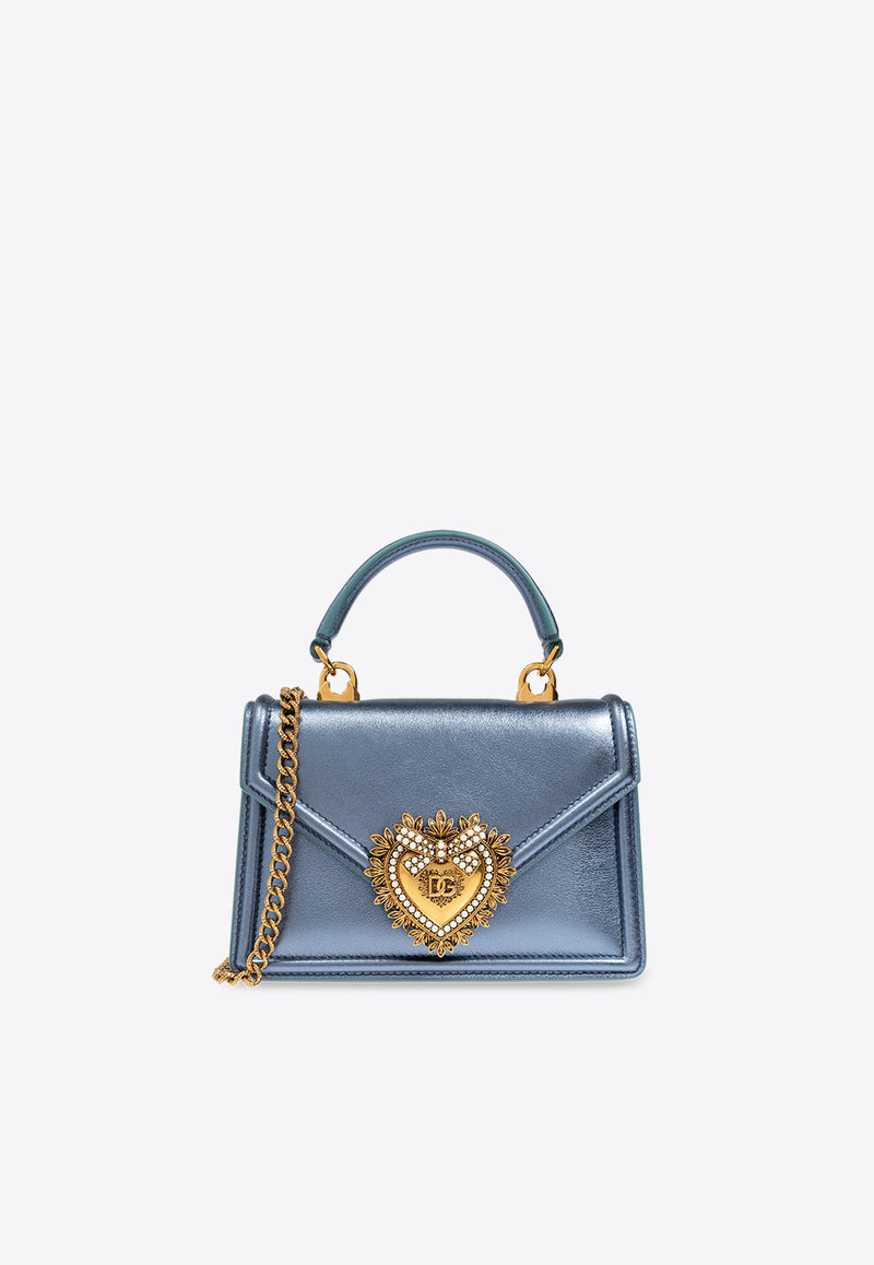 Dolce 
Gabbana Small Devotion Laminated Top Handle Bag Blue BB6711 AY812-8H633