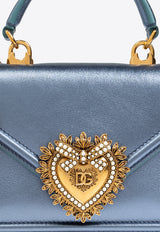 Dolce 
Gabbana Small Devotion Laminated Top Handle Bag Blue BB6711 AY812-8H633