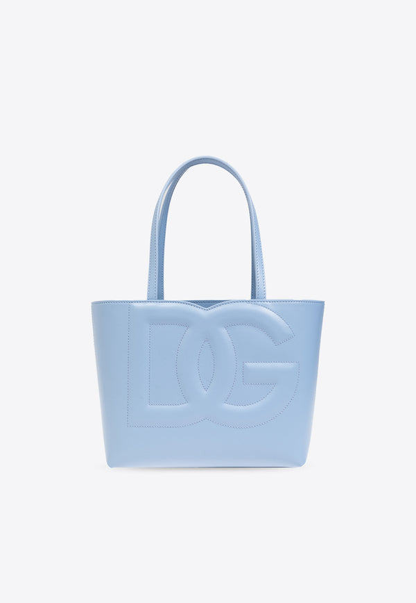 Dolce 
Gabbana Small DG Logo Leather Tote Bag Light Blue BB7337 AW576-80789