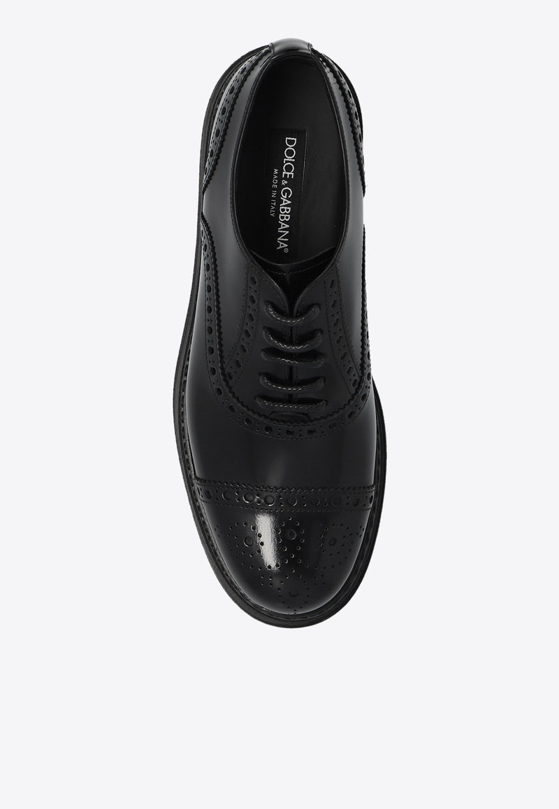 Dolce 
Gabbana Day Classic Brushed Leather Brogue Shoes Black CN0101 A1203-80999