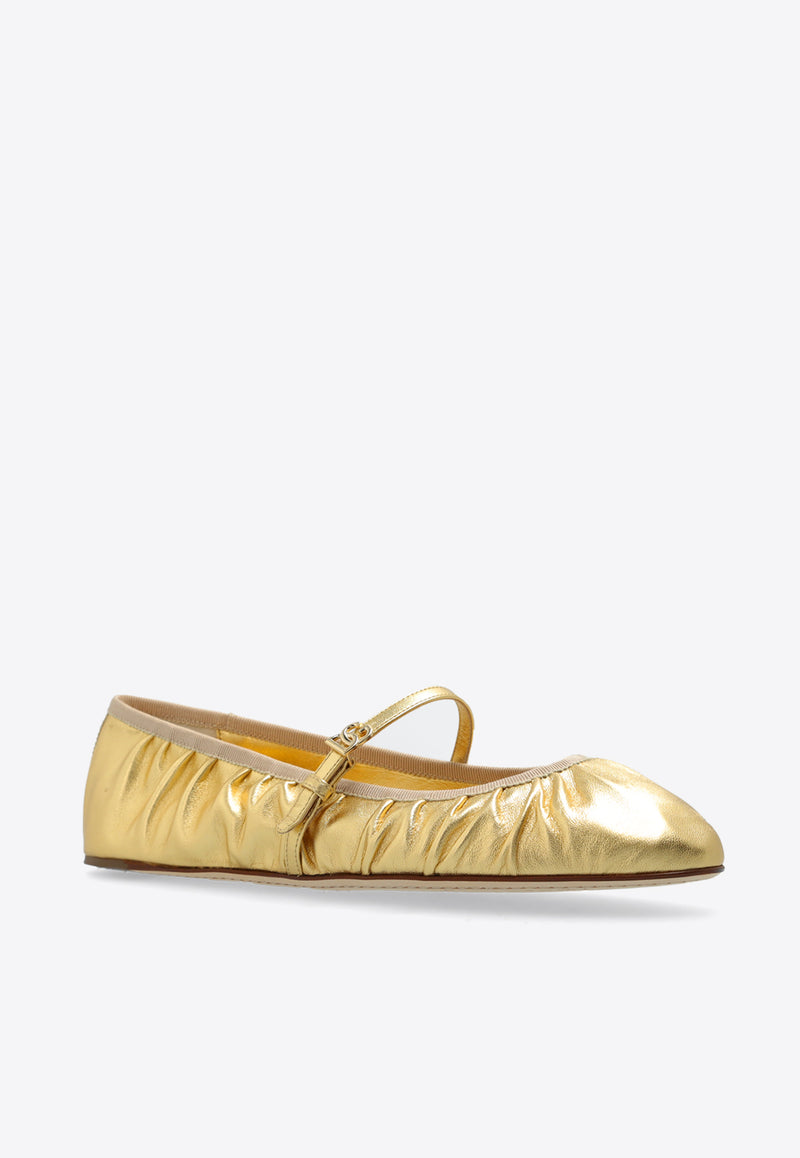 Dolce 
Gabbana Vally Mordore Leather Ballet Flats Gold CB0222 A1016-80997