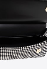 Dolce 
Gabbana Elongated Medium Sicily Houndstooth Top Handle Bag Black BB7652 AV919-HW5FG