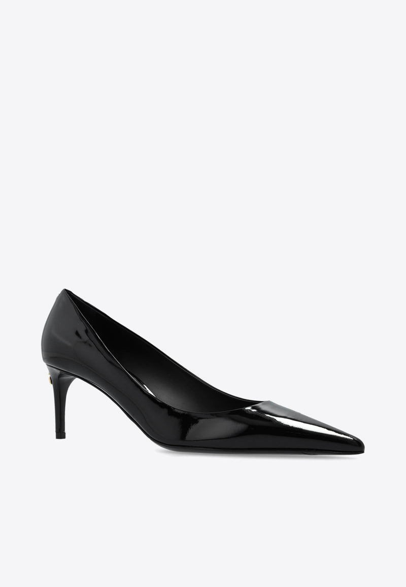 Dolce 
Gabbana 65 DG Logo Patent Leather Pumps Black CD1730 A1471-80999