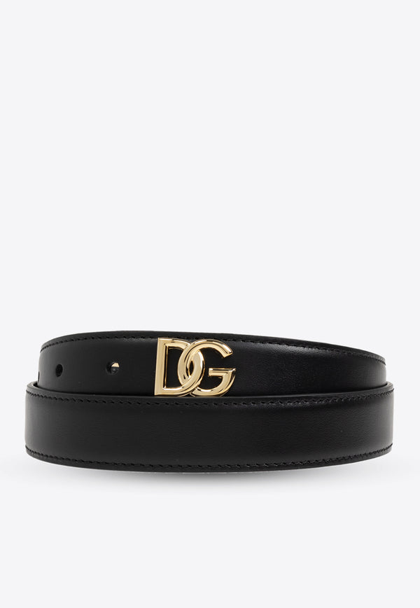 Dolce 
Gabbana DG Logo Plaque Leather Belt Black BE1351 AQ420-80999