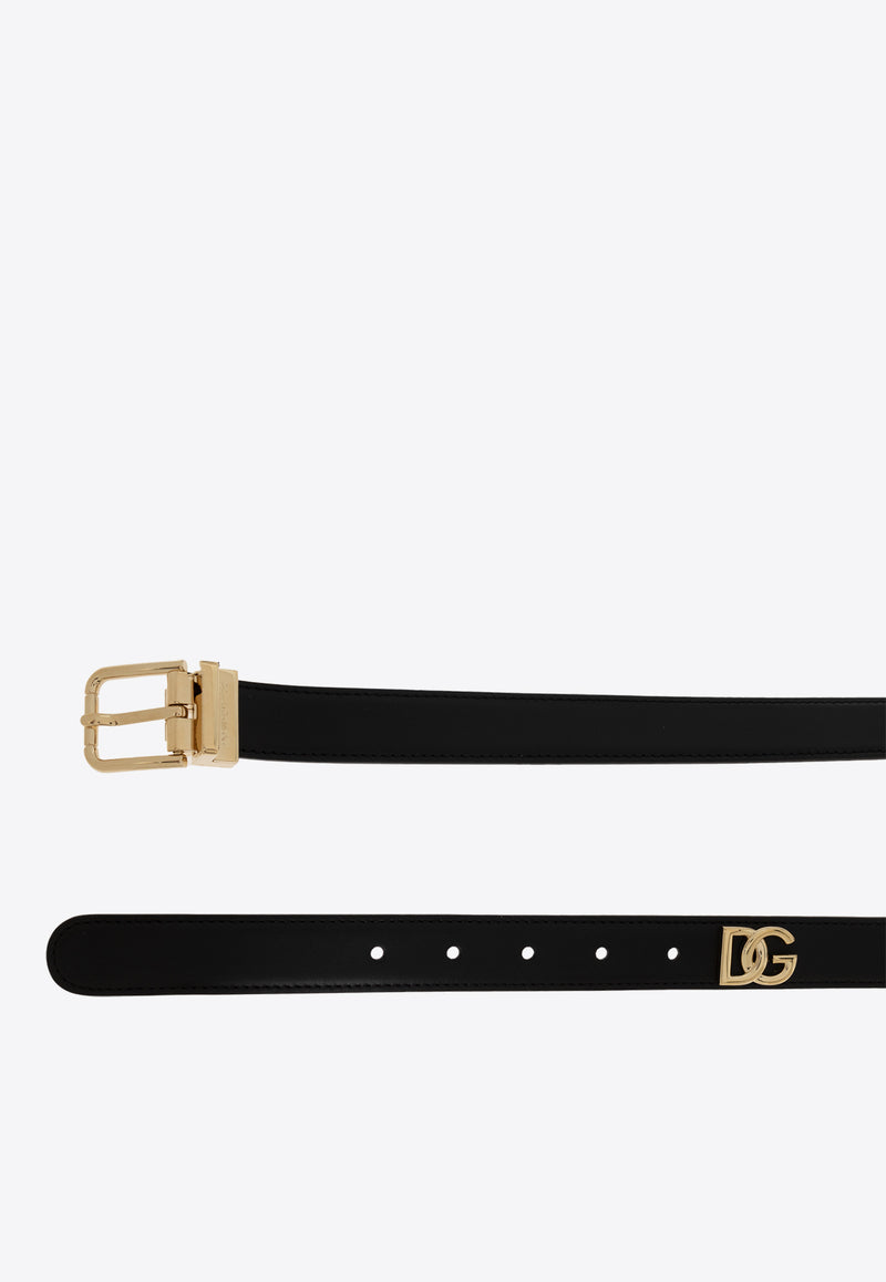 Dolce 
Gabbana DG Logo Plaque Leather Belt Black BE1351 AQ420-80999