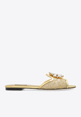 Dolce 
Gabbana Bianca Taormina Lace Flat Sandals Gold CQ0023 AE637-80997