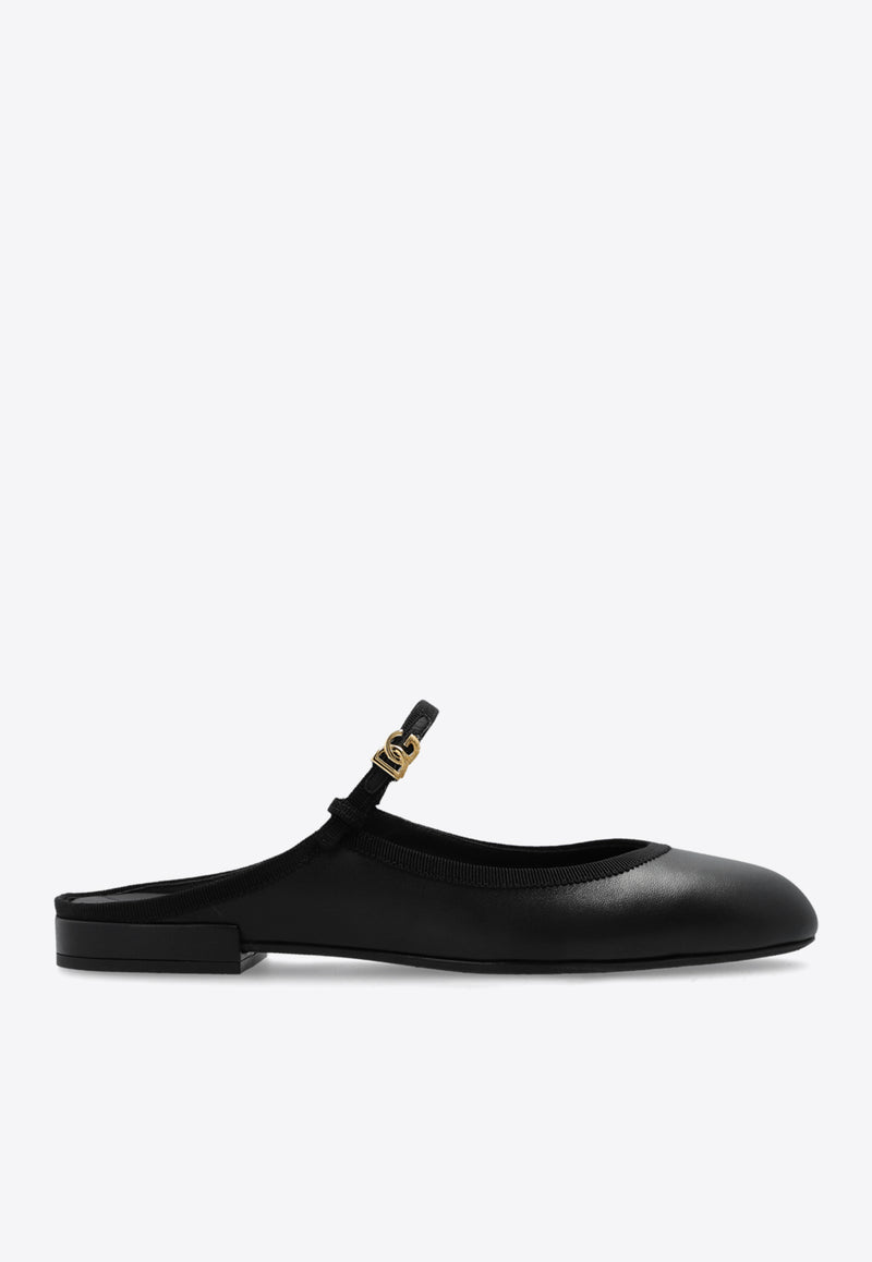 Dolce 
Gabbana Vally Nappa Leather Flat Mules Black CI0174 A9U91-8B956