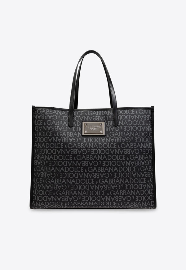 Dolce 
Gabbana Large Logo Jacquard Tote Bag Black BM2274 AJ705-8B969