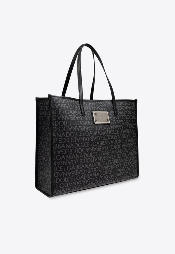 Dolce 
Gabbana Large Logo Jacquard Tote Bag Black BM2274 AJ705-8B969