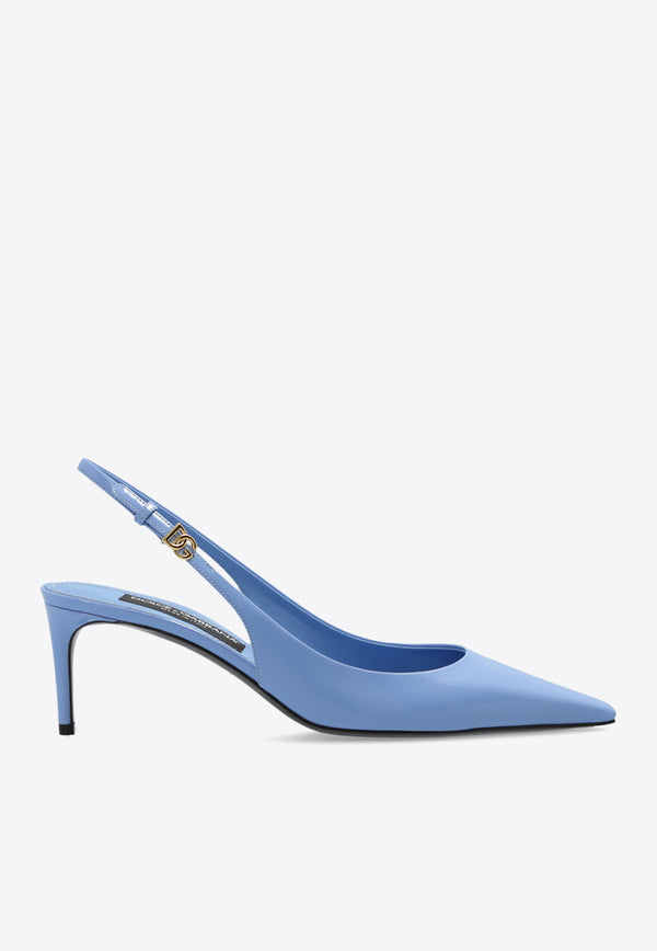 Dolce 
Gabbana Mun 60 Slingback Pumps in Polished Leather Light Blue CG0805 A1037-80789