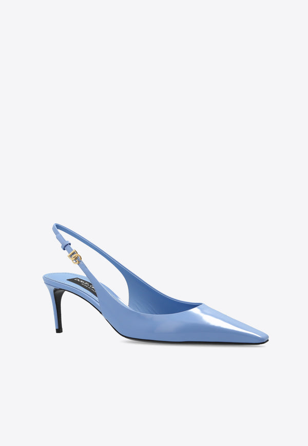 Dolce 
Gabbana Mun 60 Slingback Pumps in Polished Leather Light Blue CG0805 A1037-80789