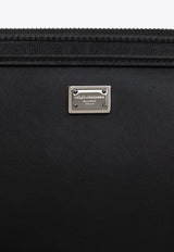 Dolce 
Gabbana Logo Plaque Leather Pouch Bag Black BM2330 AV956-80999