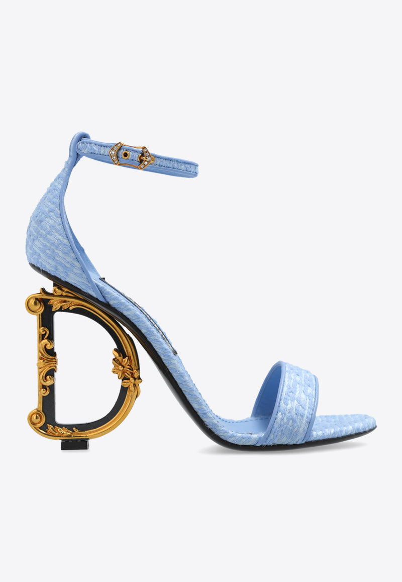 Dolce 
Gabbana 105 Baroque DG Heel Bouclé Sandals Light Blue CR0739 AW094-80619