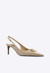 Dolce 
Gabbana Lollo 60 Polished Calfskin Slingback Pumps Beige CG0710 A1037-8H005