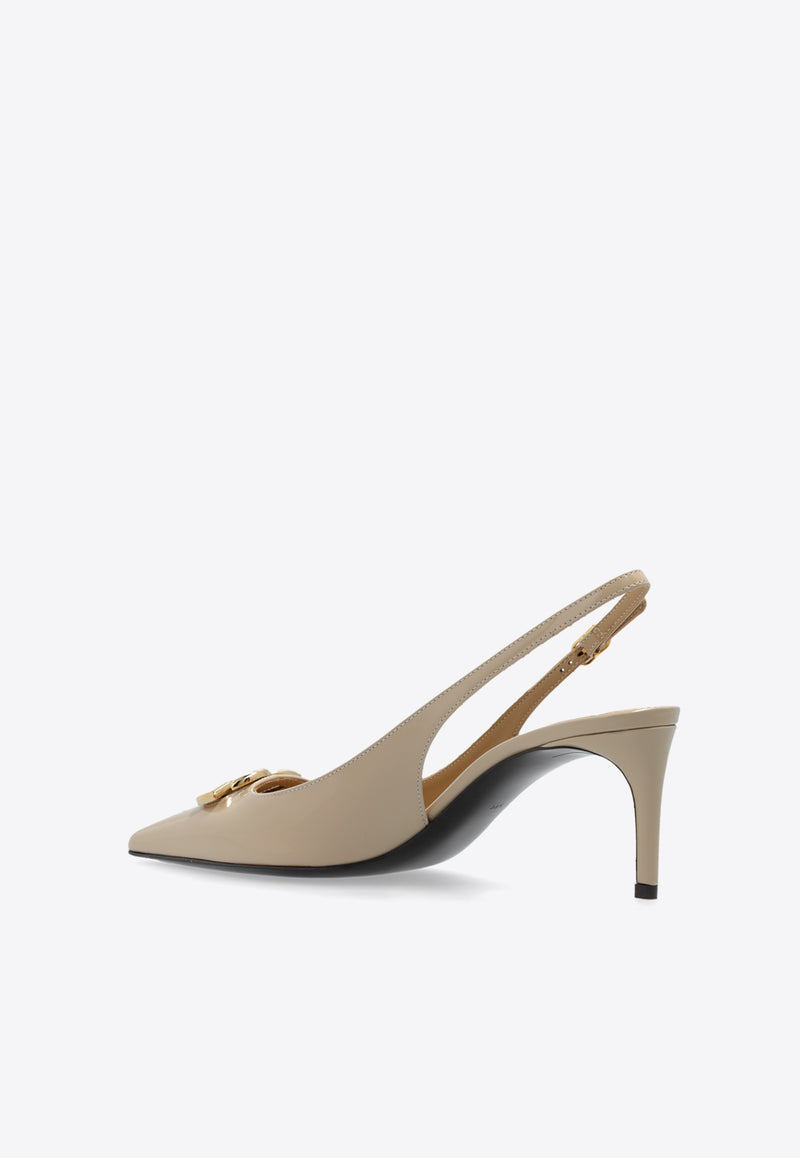 Dolce 
Gabbana Lollo 60 Polished Calfskin Slingback Pumps Beige CG0710 A1037-8H005