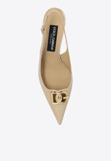 Dolce 
Gabbana Lollo 60 Polished Calfskin Slingback Pumps Beige CG0710 A1037-8H005