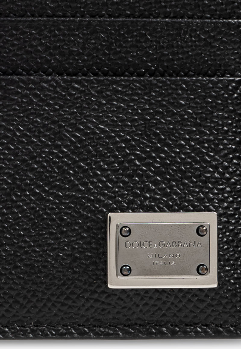 Dolce 
Gabbana Logo Plaque Dauphine Leather Cardholder Black BP3325 AG219-80999