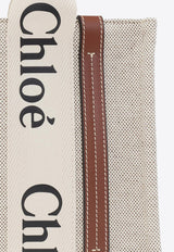 Chloé Woody Canvas Top Handle Bag Beige CHC21US385 E66-90U