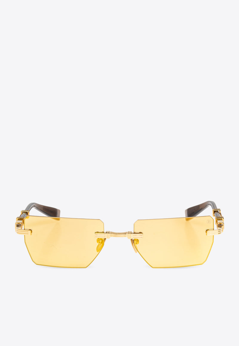 Balmain Pierre Rectangle Rimless Sunglasses Yellow BPS-150G-53 0-0