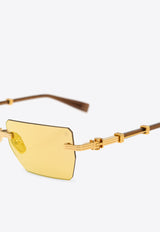 Balmain Pierre Rectangle Rimless Sunglasses Yellow BPS-150G-53 0-0