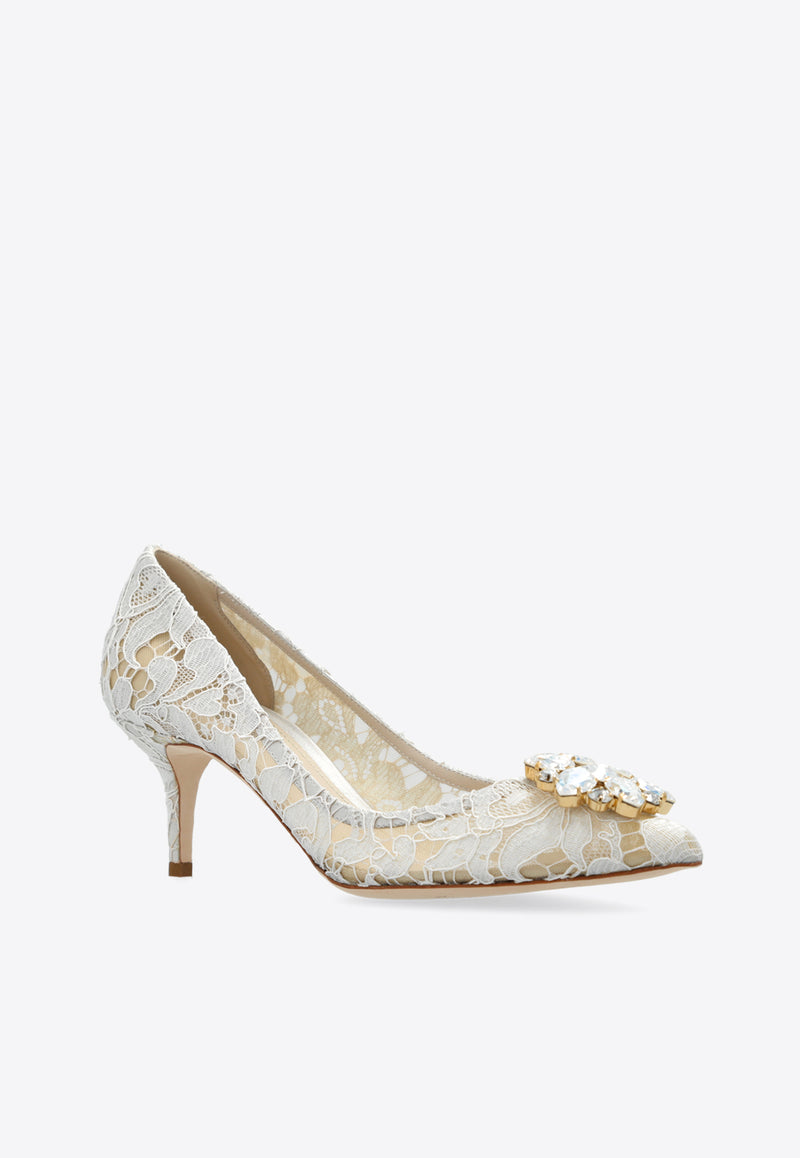 Dolce 
Gabbana Bellucci 60 Brooch Embellished Lace Pumps Cream CD0066 AL198-80005