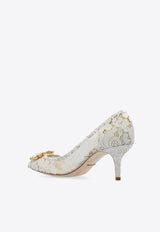 Dolce 
Gabbana Bellucci 60 Brooch Embellished Lace Pumps Cream CD0066 AL198-80005