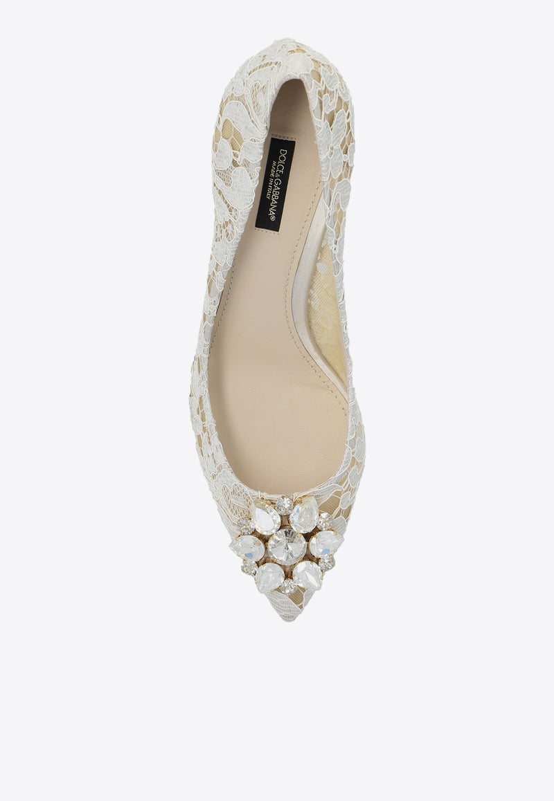 Dolce 
Gabbana Bellucci 60 Brooch Embellished Lace Pumps Cream CD0066 AL198-80005