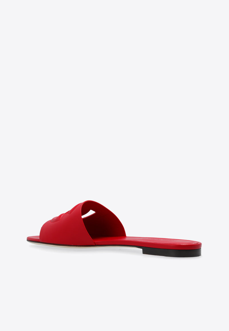 Dolce 
Gabbana Bianca DG Leather Slides Red CQ0436 AY329-8X052