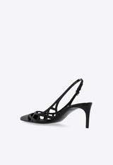 Dolce 
Gabbana 75 Calf Leather Slingback Pumps Black CG0778 A1037-80999