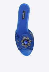 Dolce 
Gabbana Bianca Crystal Embellished Lace Flat Sandals  Blue CQ0023 AG667-80650