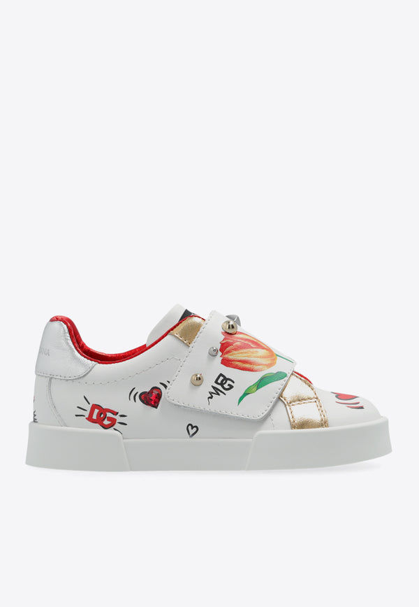 Dolce 
Gabbana Kids Baby Girls Tulip Print Leather Sneakers Multicolor DN0143 AV686-HWF57