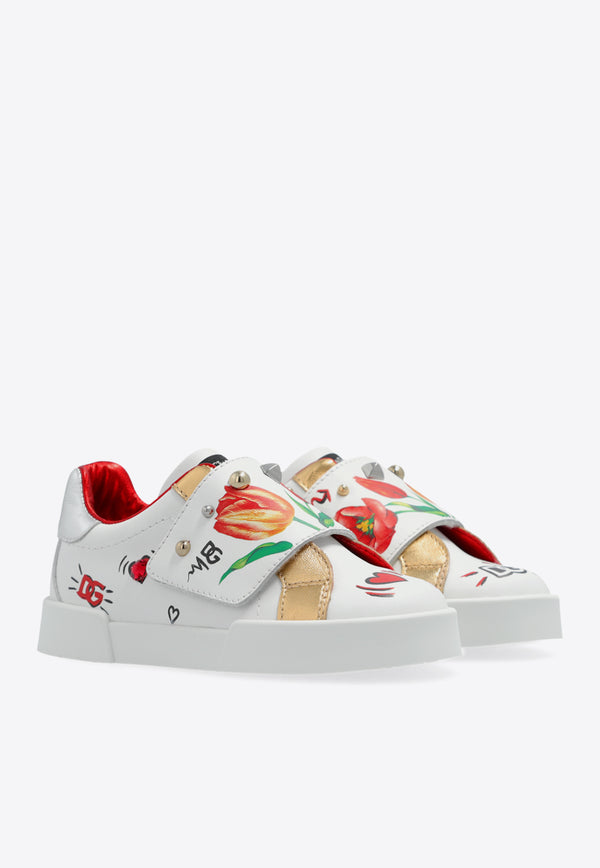 Dolce 
Gabbana Kids Baby Girls Tulip Print Leather Sneakers Multicolor DN0143 AV686-HWF57