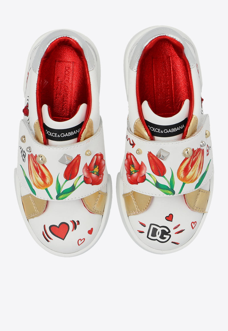 Dolce 
Gabbana Kids Baby Girls Tulip Print Leather Sneakers Multicolor DN0143 AV686-HWF57