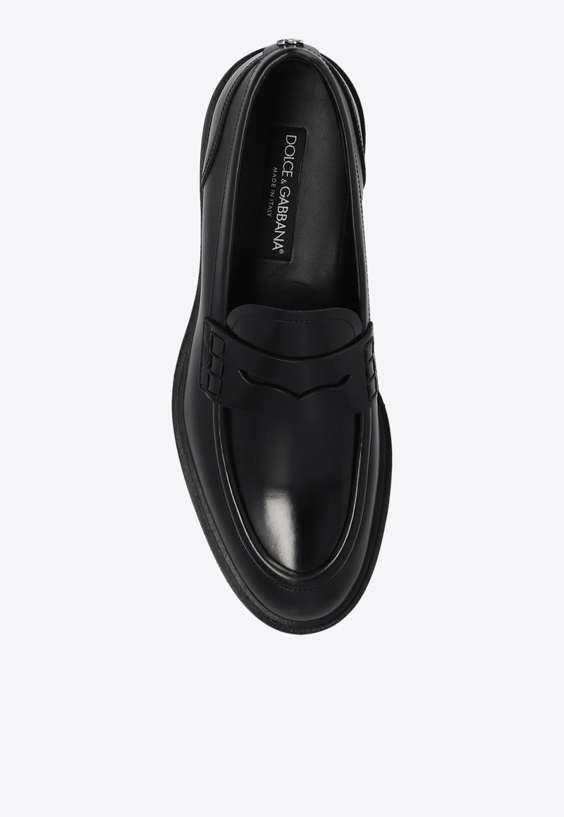 Dolce 
Gabbana Calf Leather Penny Loafers Black CM0078 A1203-80999