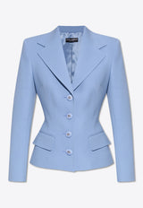 Dolce 
Gabbana Single-Breasted Wool Blazer Light Blue F27ADT FU2L8-F3981