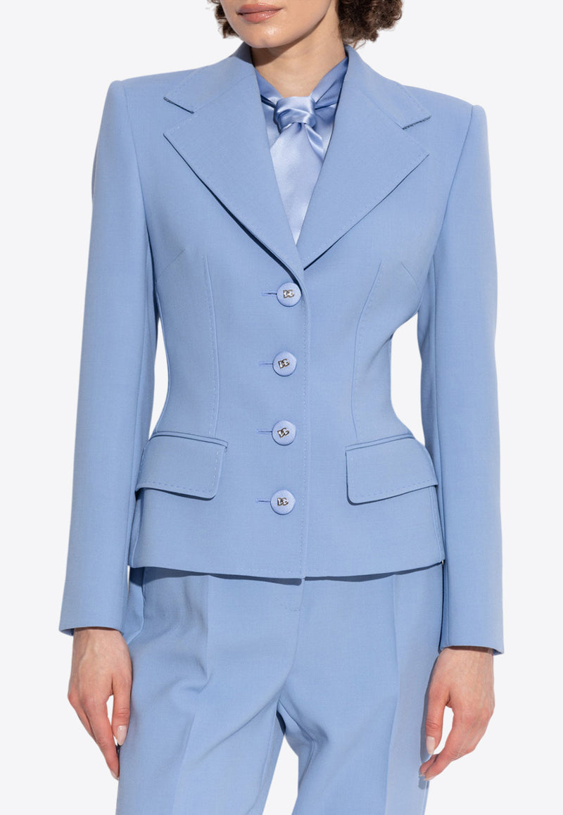 Dolce 
Gabbana Single-Breasted Wool Blazer Light Blue F27ADT FU2L8-F3981