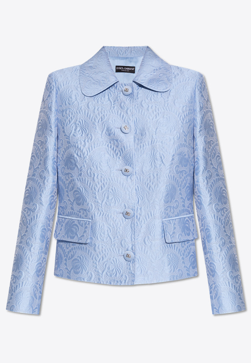 Dolce 
Gabbana Single-Breasted Floral Jacquard Blazer  Light Blue F29UET GDCAV-F3981