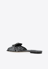 Dolce 
Gabbana Bianca Lurex Lace Flat Sandals Gray CQ0023 AE637-87505