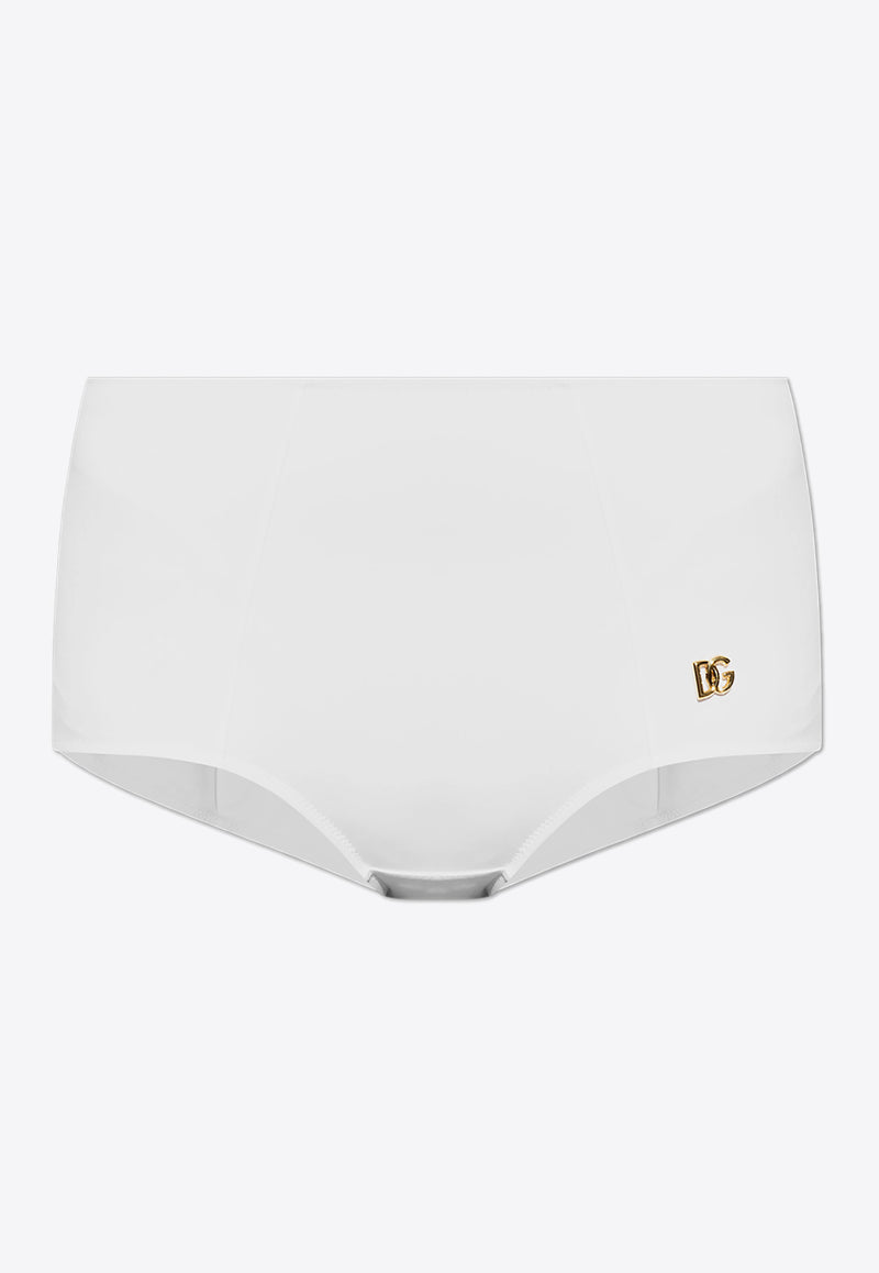 Dolce 
Gabbana High-Waisted DG Logo Bikini Bottoms White DÓŁ O2A16J ONO12-W0800