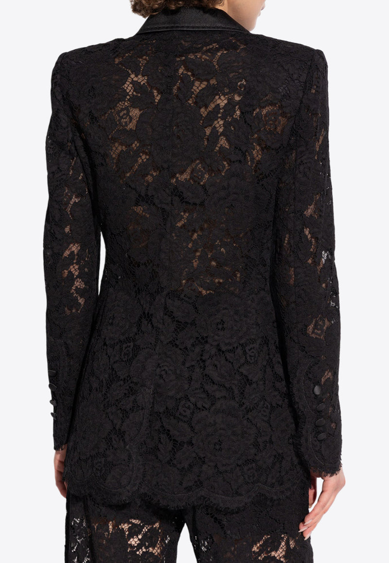 Dolce 
Gabbana Double-Breasted Floral Lace Blazer Black F29TRT HLM7L-N0000