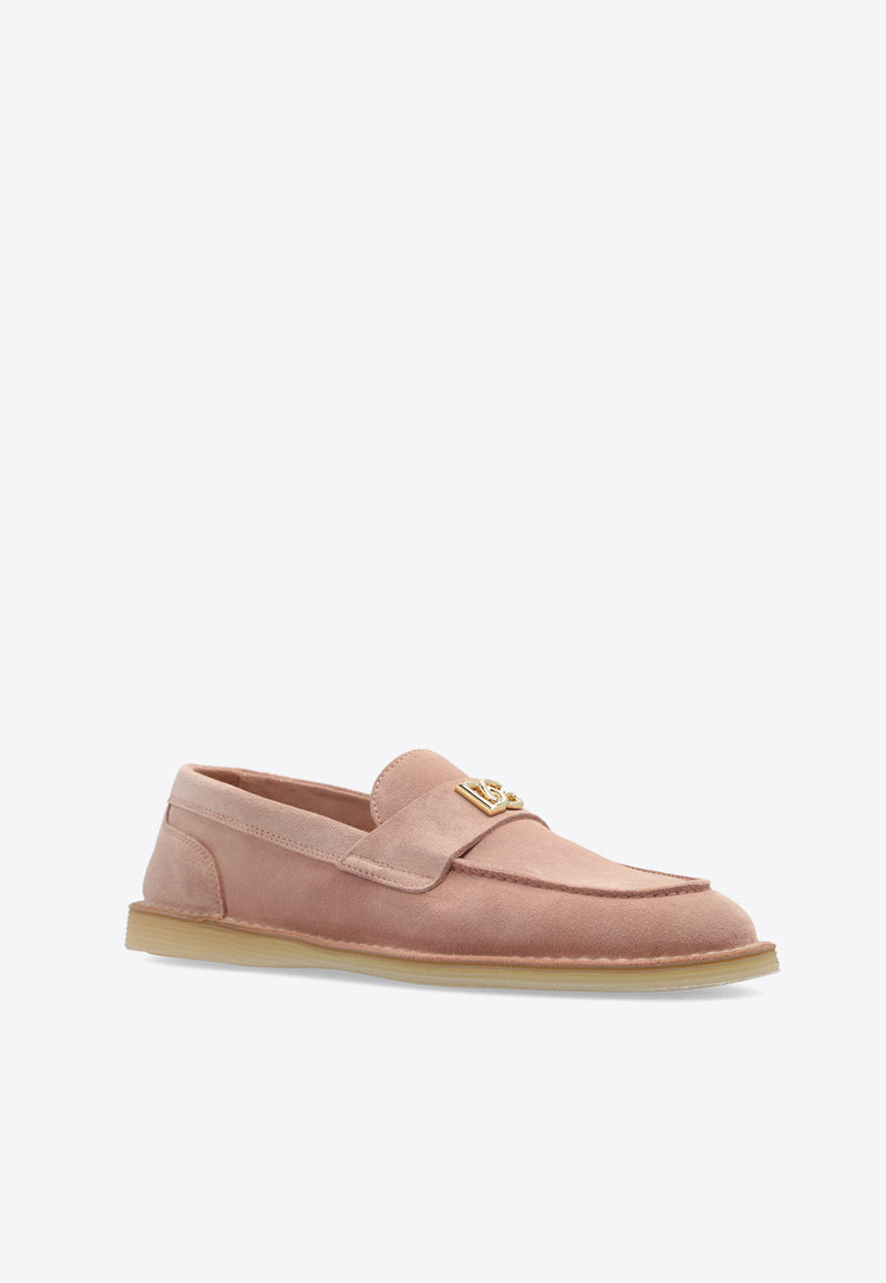 Dolce 
Gabbana DG Logo Suede Loafers Pink CP0182 AS707-8H424