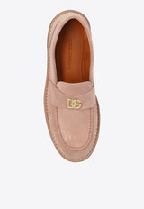 Dolce 
Gabbana DG Logo Suede Loafers Pink CP0182 AS707-8H424