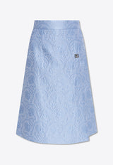 Dolce 
Gabbana Floral Jacquard Midi Skirt Light Blue F4CJ2T HJMOK-F3981