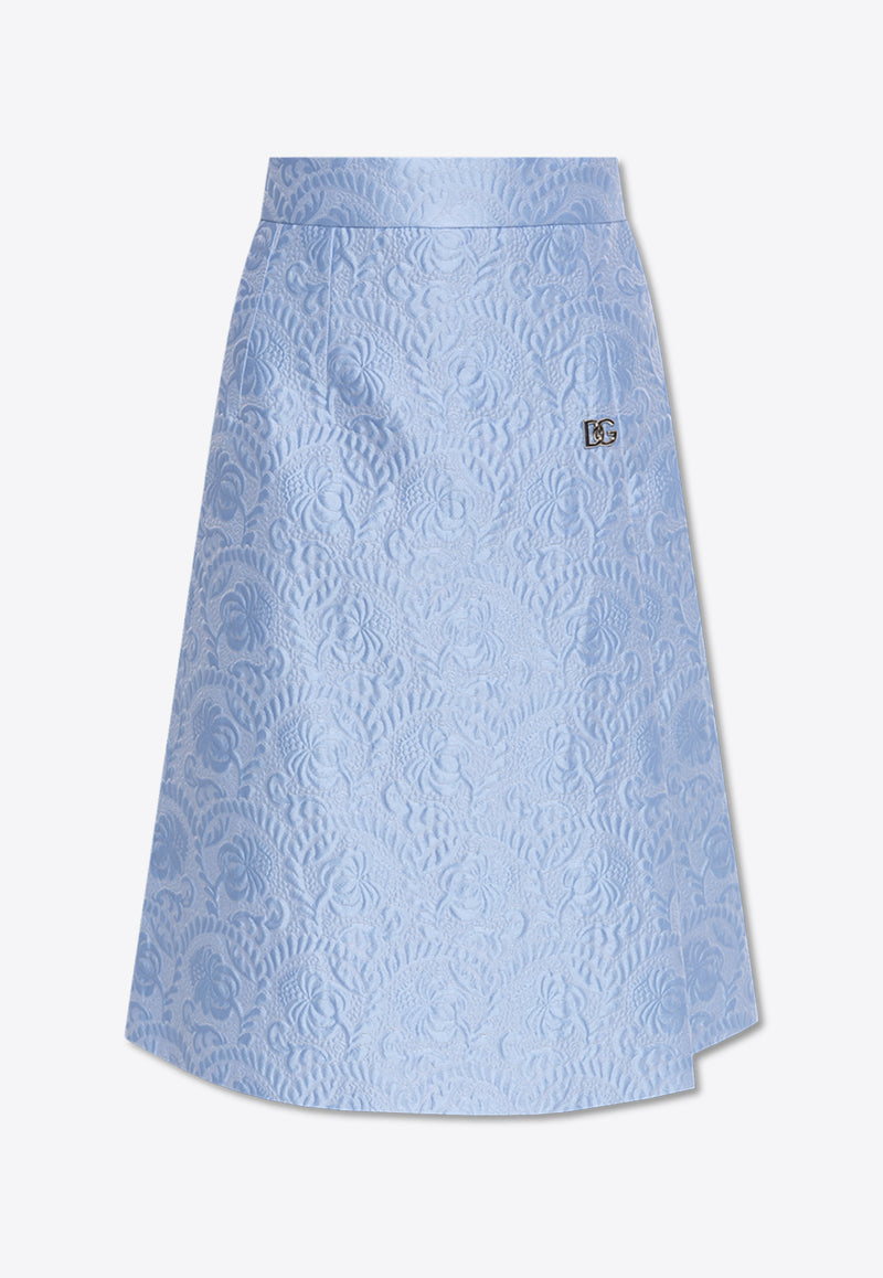 Dolce 
Gabbana Floral Jacquard Midi Skirt Light Blue F4CJ2T HJMOK-F3981