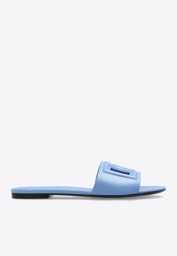 Dolce 
Gabbana DG Logo Leather Flat Slides Light Blue CQ0436 AY329-80789