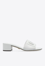 Dolce 
Gabbana Bianca 40 DG Logo Leather Mules White CR1755 AY329-80001