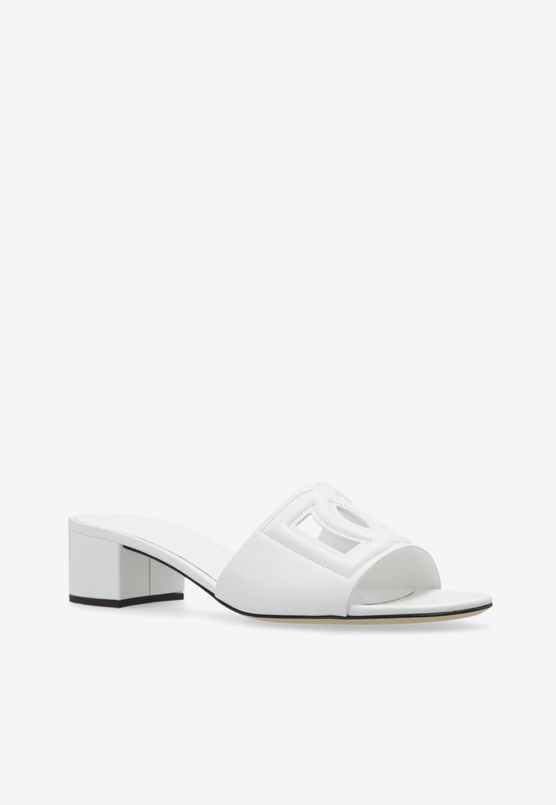 Dolce 
Gabbana Bianca 40 DG Logo Leather Mules White CR1755 AY329-80001