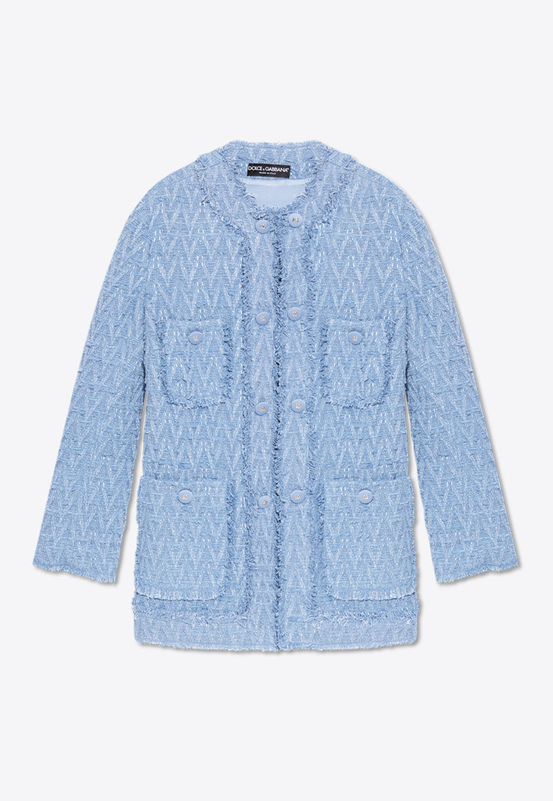 Dolce 
Gabbana Single-Breasted Tweed Jacket Light Blue F29TYT GDCLV-F3981