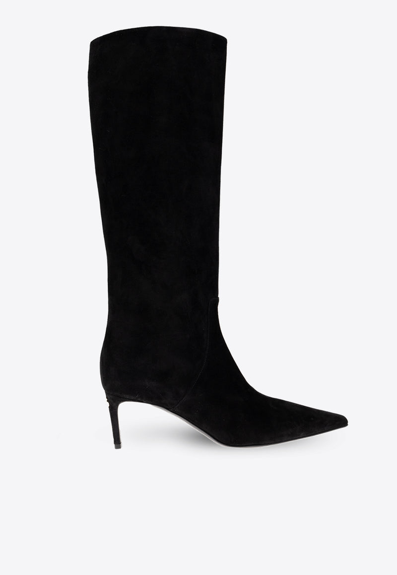 Dolce 
Gabbana Lollo 60 Knee-High Suede Boots Black CU1139 A6807-80999