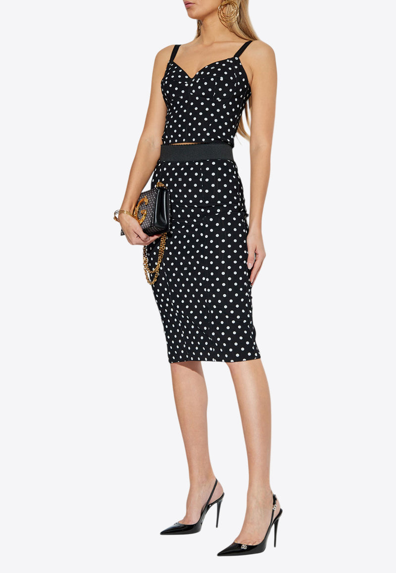 Dolce 
Gabbana Polka Dot Print Pencil Skirt Black F4CWKT FSUBG-HNZQW